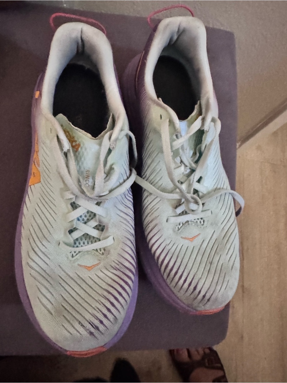 Hoka One One Light Blue and Purple Running Sneakers